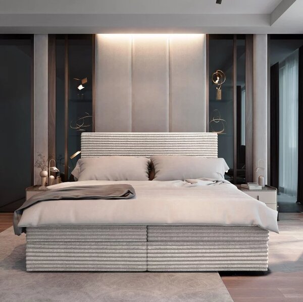 Čalúnená posteľ boxspring ISPIRA 140x200 cm krémová Matrac: Bonell pružinová matrac