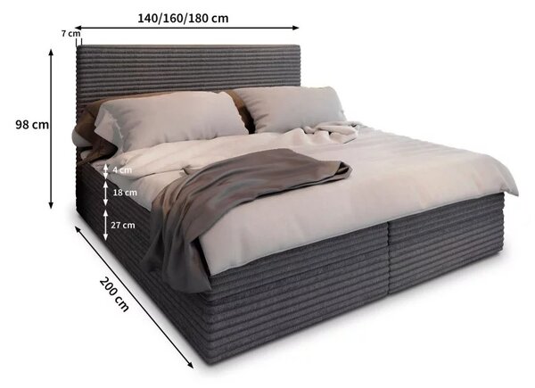Čalúnená posteľ boxspring ISPIRA 140x200 cm krémová Matrac: Bonell pružinová matrac