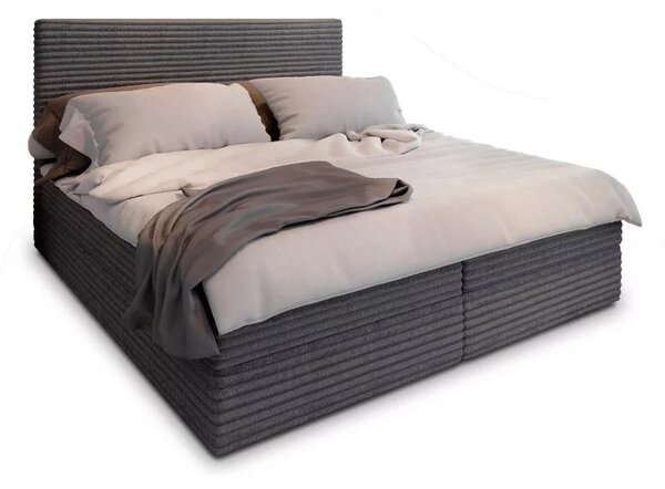 Čalúnená posteľ boxspring ISPIRA 140x200 cm sivá Matrac: Matrac Bonell pružinový
