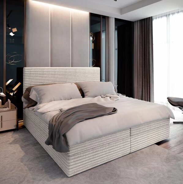 Čalúnená posteľ boxspring ISPIRA 140x200 cm krémová Matrac: Bonell pružinová matrac