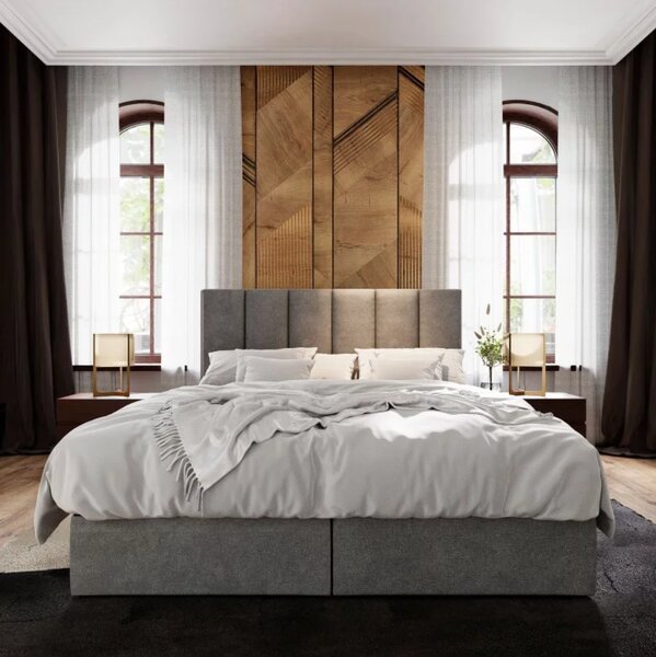 Čalúnená posteľ boxspring MERALIS 180x200 cm sivá Matrac: Matrac Bonell pružinový