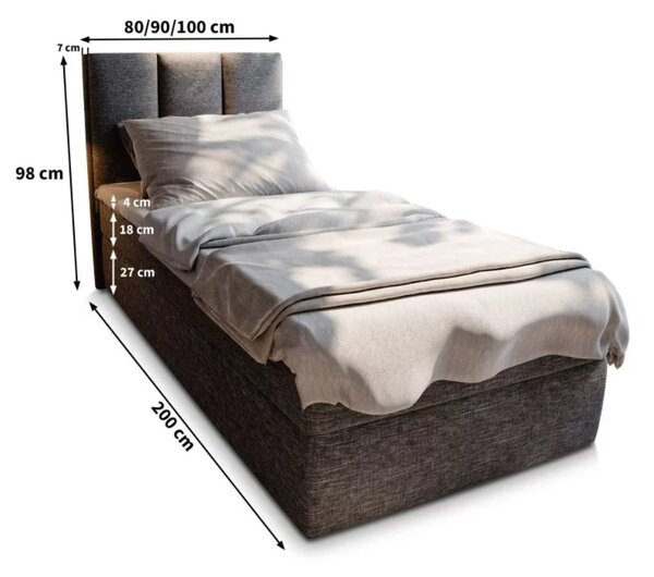 Čalúnená posteľ boxspring MERALIS 80x200 cm sivá Matrac: Bonell pružinová matrac