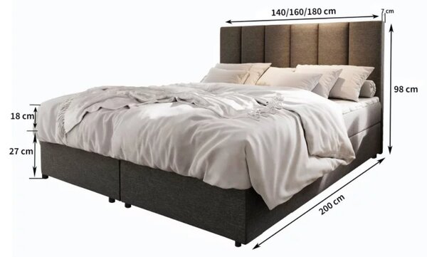 Čalúnená posteľ boxspring MERALIS 160x200 cm hnedá Matrac: Matrac Bonell pružinový
