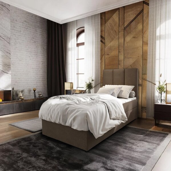 Čalúnená posteľ boxspring MERALIS 80x200 cm hnedá Matrac: Matrac Bonell pružinový