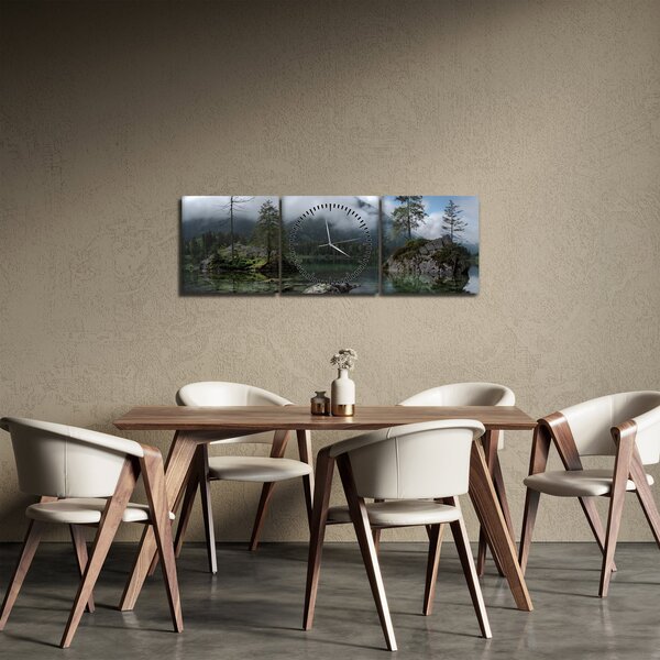 Obraz stromov v jazere (s hodinami) (90x30 cm)