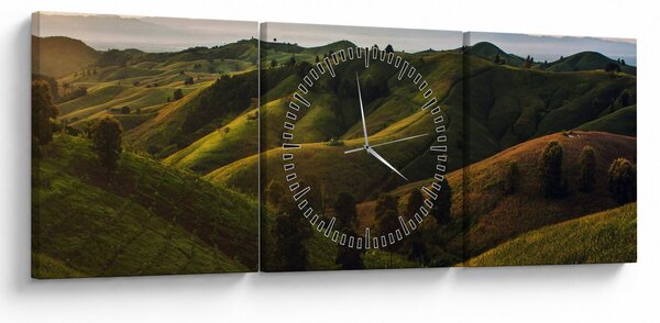 Obraz - Výhľad na thajské kopčeky (s hodinami) (90x30 cm)