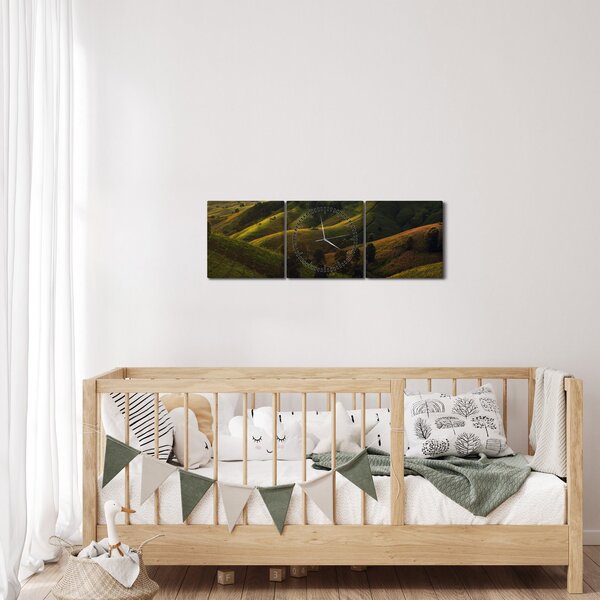Obraz - Výhľad na thajské kopčeky (s hodinami) (90x30 cm)