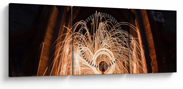 Obraz - Svetelná show na koľajniciach (s hodinami) (90x30 cm)