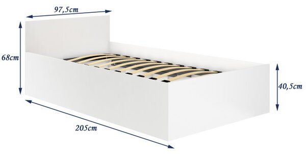 Jednolôžková posteľ s roštom 90x200 cm, biela