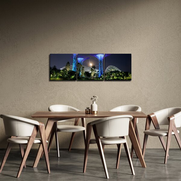 Obraz splnu v Singapurských záhradách (s hodinami) (90x30 cm)
