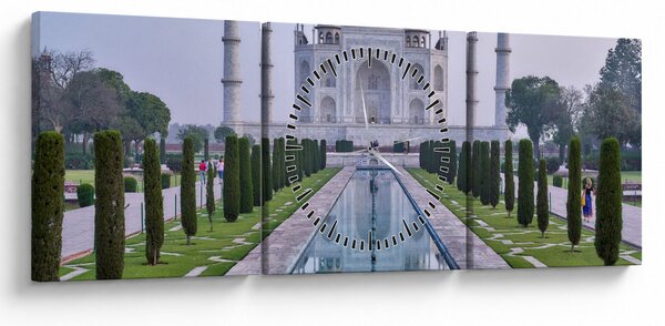 Obraz - Taj Mahal za východu slnka (s hodinami) (90x30 cm)