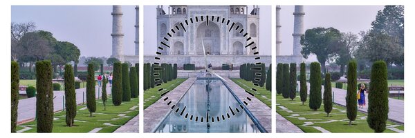Obraz - Taj Mahal za východu slnka (s hodinami) (90x30 cm)