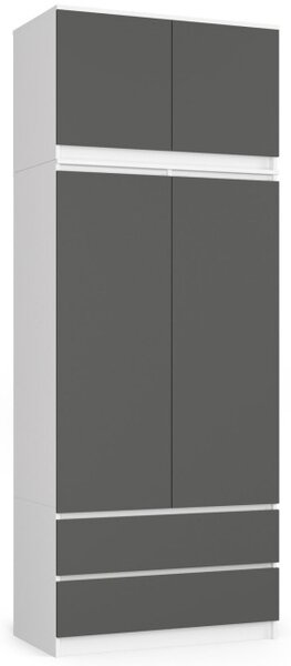 Skriňa s nadstavcom S 90 cm 2D 2SZ CLP biela / sivá