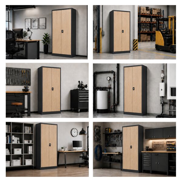 Kancelárska skriňa na dokumenty antracitová / dub sonoma: Eco Design JAN 900 x 1850 x 400 mm