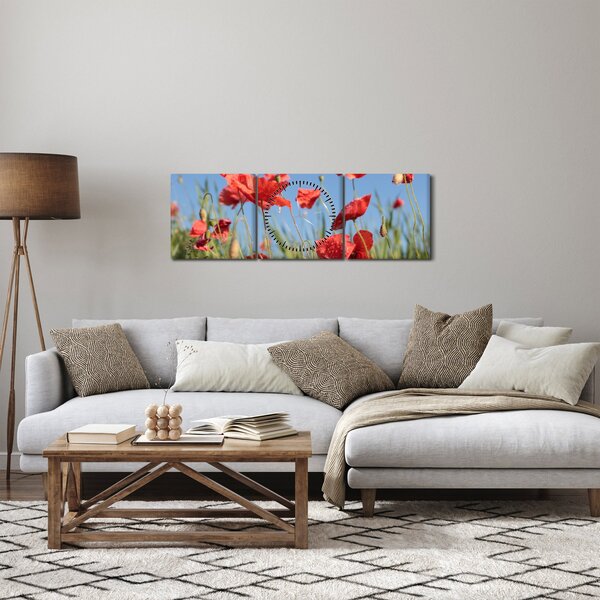 Obraz - Vlčie maky (s hodinami) (90x30 cm)