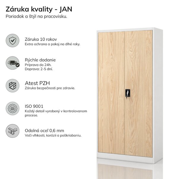 Kancelárska skriňa na dokumenty šedá / dub sonoma: Eco Design JAN 900 x 1850 x 400 mm