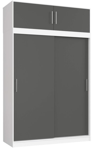 Skriňa s posuvnými dverami a nadstavcom 150 cm CLP mono biela / sivá