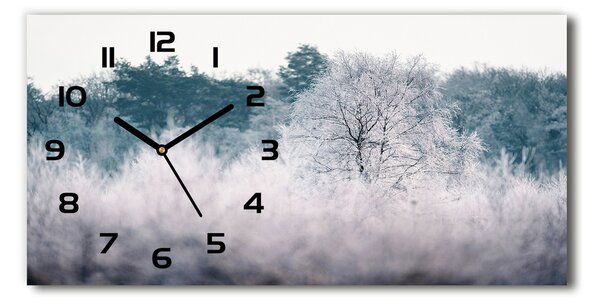 Vodorovné Moderné sklenené hodiny na stenu Stromy zima