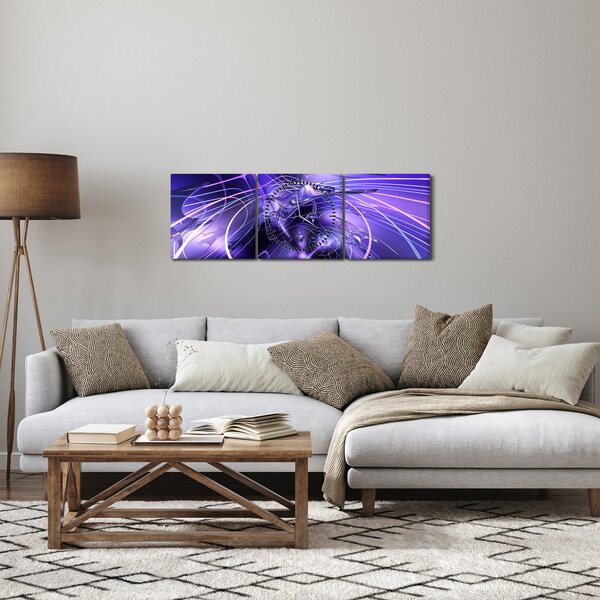 Obraz technické abstrakcie (s hodinami) (90x30 cm)