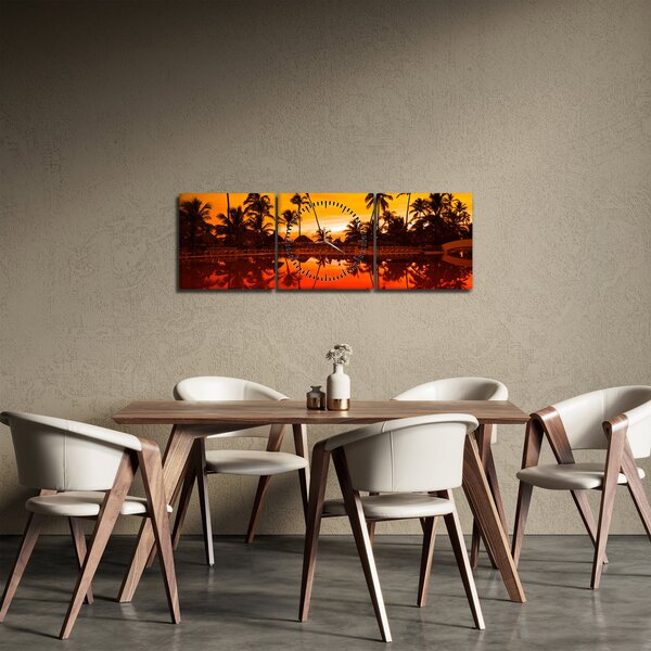 Obraz - Západ slnka nad rezortom (s hodinami) (90x30 cm)