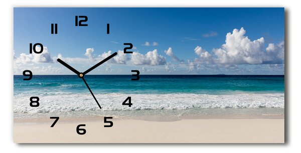 Vodorovné Sklenené hodiny na stenu tiché Pláž Seychely