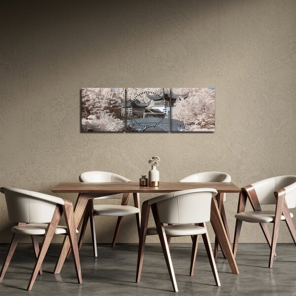 Obraz - Rozkvitnuté stromy v Ázii (s hodinami) (90x30 cm)