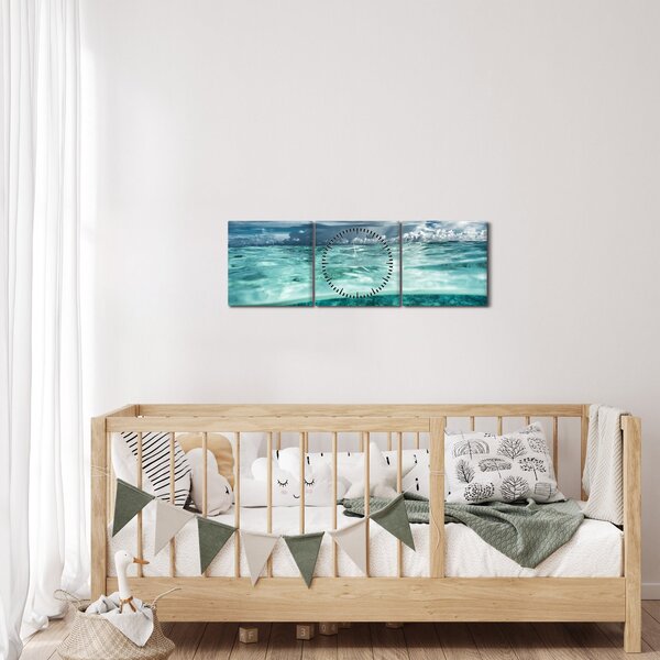 Obraz - Pohľad pod morskú hladinu (s hodinami) (90x30 cm)