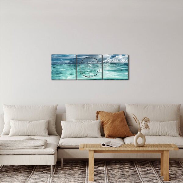 Obraz - Pohľad pod morskú hladinu (s hodinami) (90x30 cm)