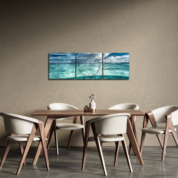 Obraz - Pohľad pod morskú hladinu (s hodinami) (90x30 cm)