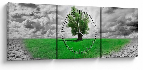 Obraz - Kus prírody v meste (s hodinami) (90x30 cm)
