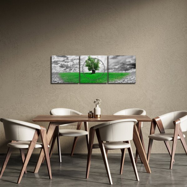 Obraz - Kus prírody v meste (s hodinami) (90x30 cm)