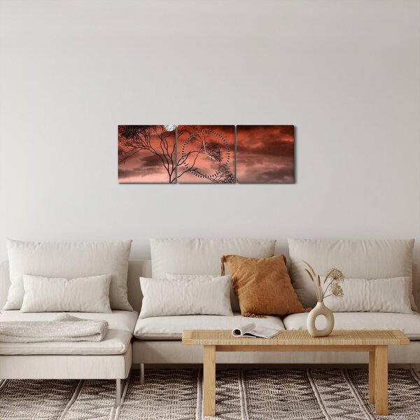 Obraz - Mesiac osvetľujúce noc (s hodinami) (90x30 cm)