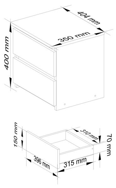Nočný stolík CL2 2SZ CLP dub craft