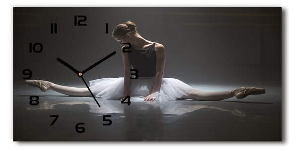 Vodorovné Moderné sklenené hodiny na stenu Baletka