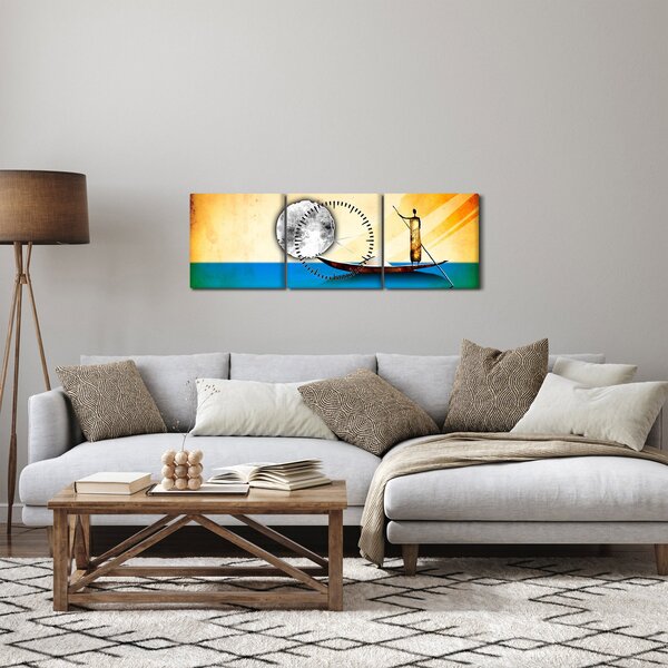 Obraz - Staroveká maľba (s hodinami) (90x30 cm)