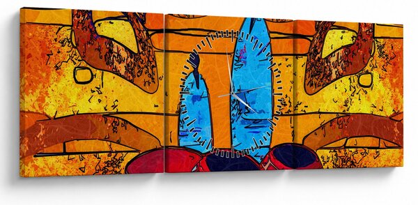 Obraz - Staroveká maľba (s hodinami) (90x30 cm)