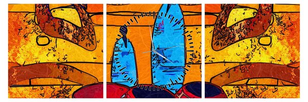 Obraz - Staroveká maľba (s hodinami) (90x30 cm)