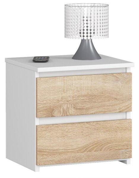 Nočný stolík CL2 2SZ CLP biely / sonoma
