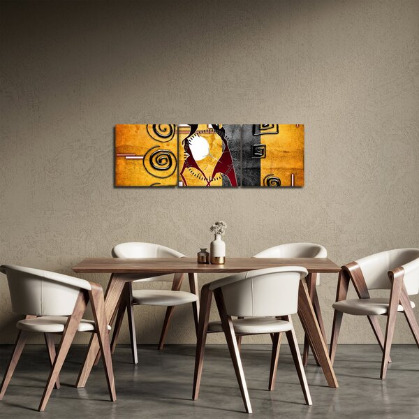 Obraz - Staroveká maľba (s hodinami) (90x30 cm)
