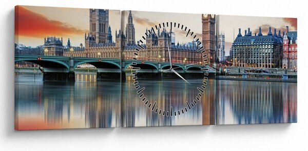 Obraz - Londýnske Houses of Parliament (s hodinami) (90x30 cm)