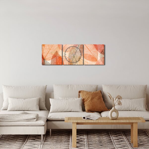 Obraz maľovaného jesenného lístia (s hodinami) (90x30 cm)