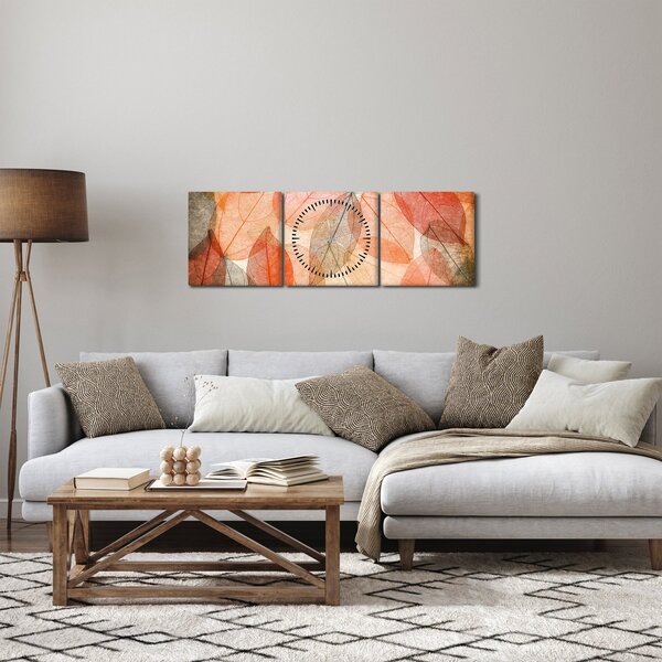 Obraz maľovaného jesenného lístia (s hodinami) (90x30 cm)