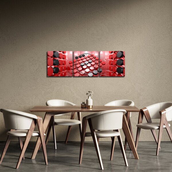 Obraz tlačidlové abstrakcie (s hodinami) (90x30 cm)