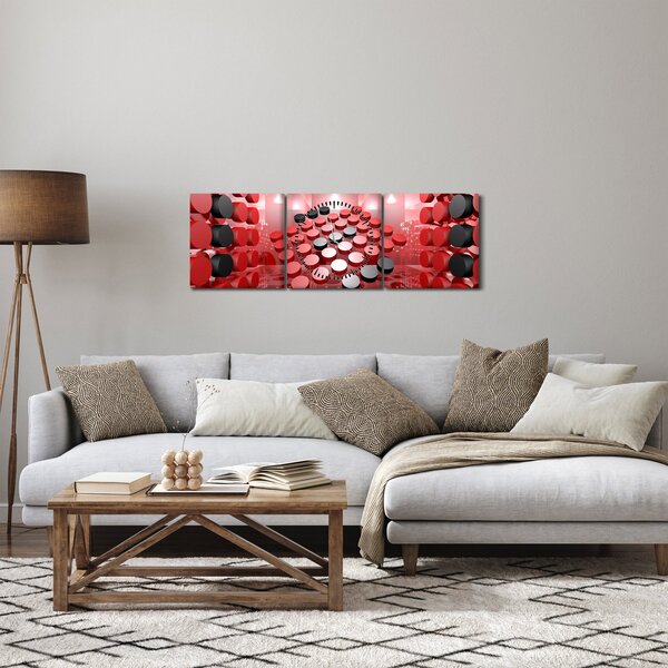 Obraz tlačidlové abstrakcie (s hodinami) (90x30 cm)