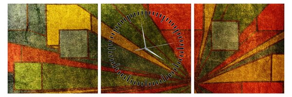 Obraz geometrické abstrakcie (s hodinami) (90x30 cm)