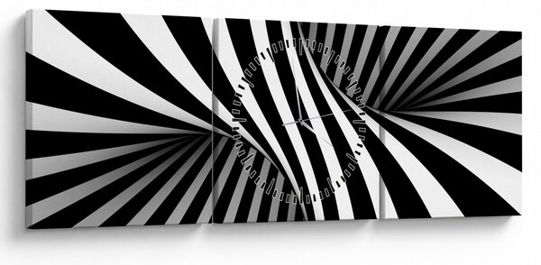 Abstraktní obraz so zebrymi pruhmi (s hodinami) (90x30 cm)