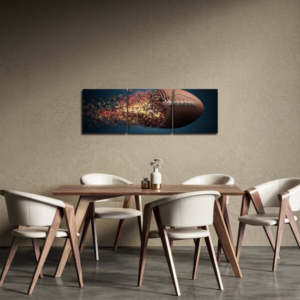 Obraz - Ragbyová lopta v akcii (s hodinami) (90x30 cm)