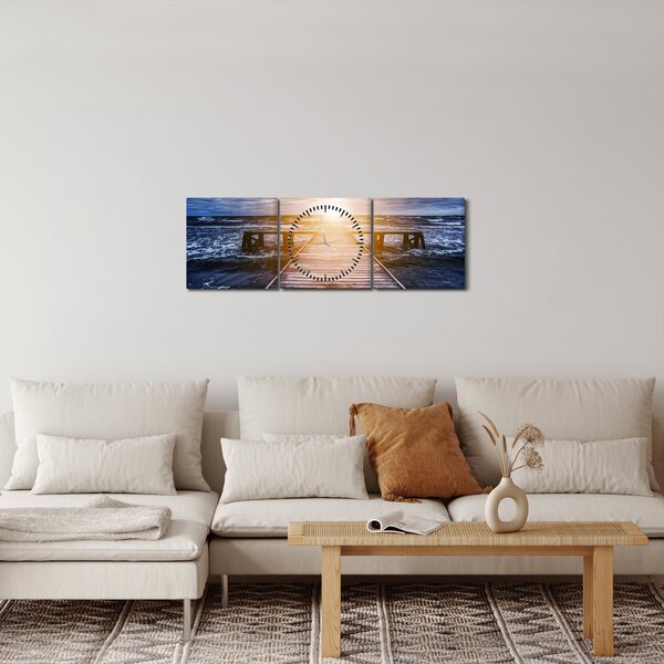 Obraz móla sa slnkom (s hodinami) (90x30 cm)