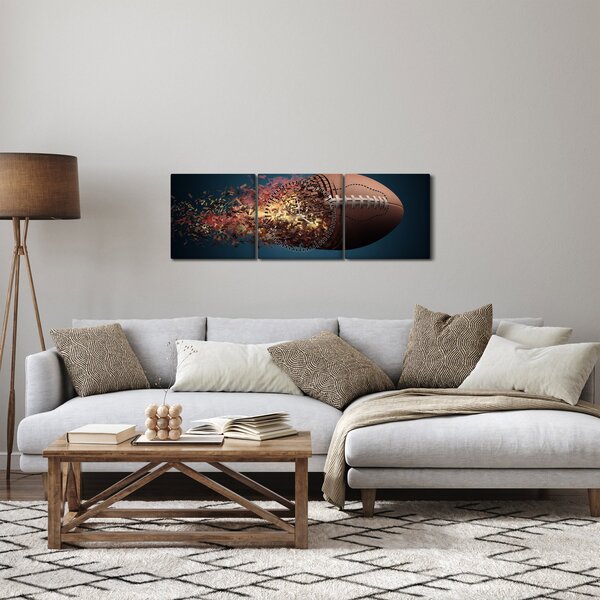 Obraz - Ragbyová lopta v akcii (s hodinami) (90x30 cm)
