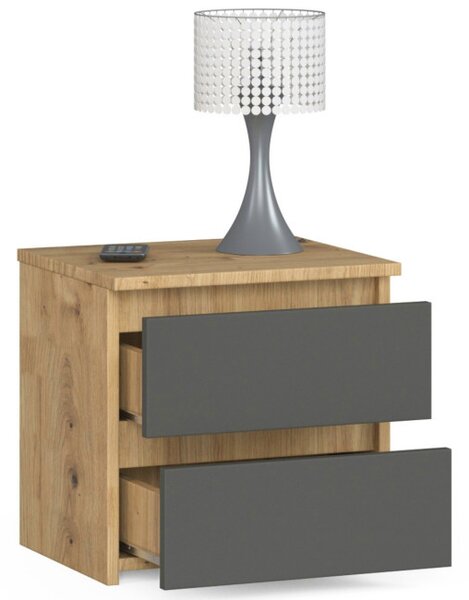 Nočný stolík CL2 2SZ CLP dub artisan / sivý